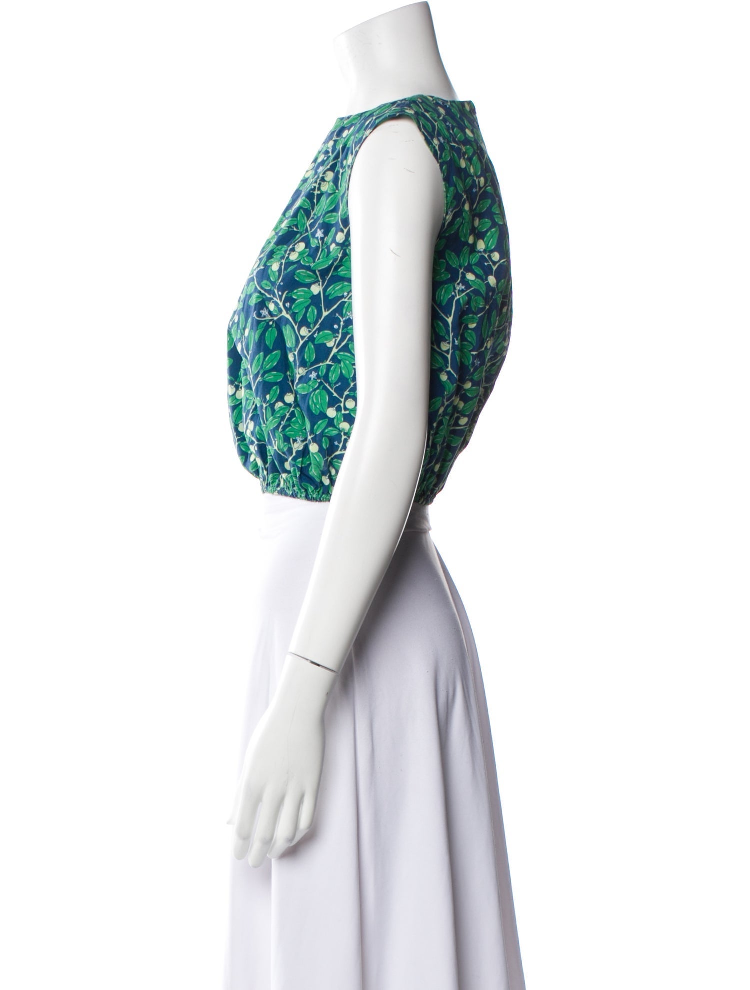 Coco Shop Printed Bateau Neckline Crop Top