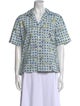 Coco Shop Printed Short Sleeve Button-Up Top