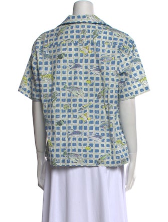Coco Shop Printed Short Sleeve Button-Up Top