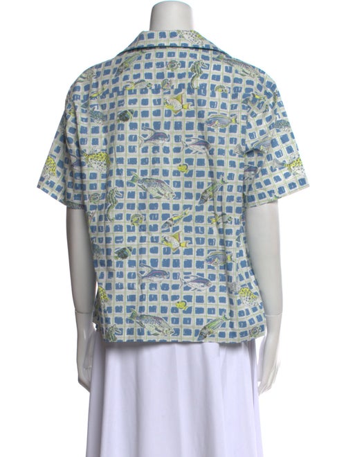 Coco Shop Printed Short Sleeve Button-Up Top