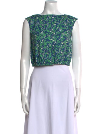 Coco Shop Printed Bateau Neckline Crop Top