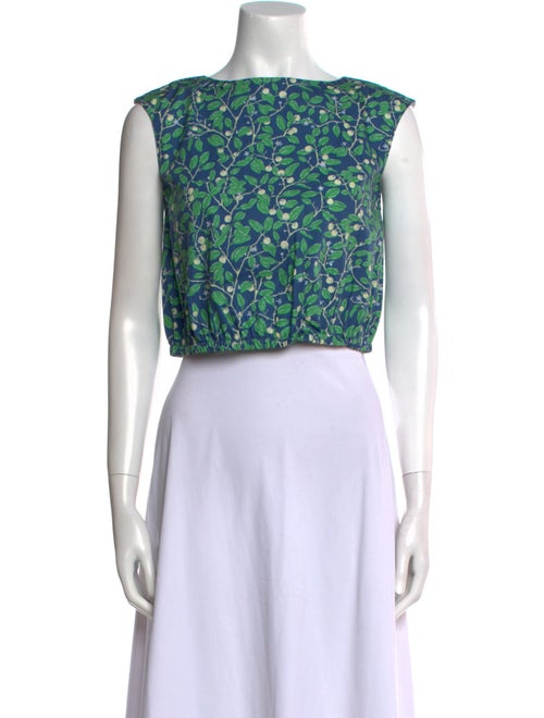 Coco Shop Printed Bateau Neckline Crop Top