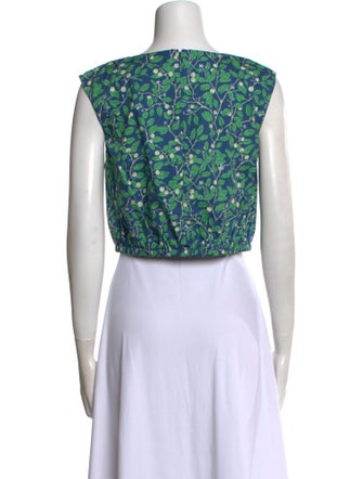 Coco Shop Printed Bateau Neckline Crop Top