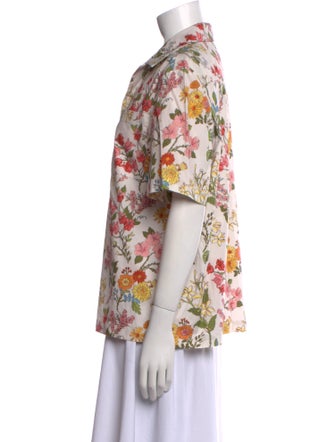 Coco Shop Floral Print Short Sleeve Button-Up Top