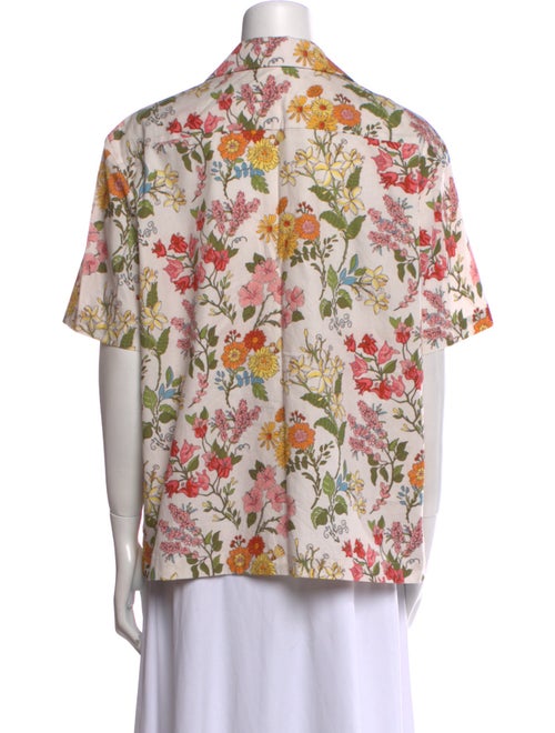 Coco Shop Floral Print Short Sleeve Button-Up Top