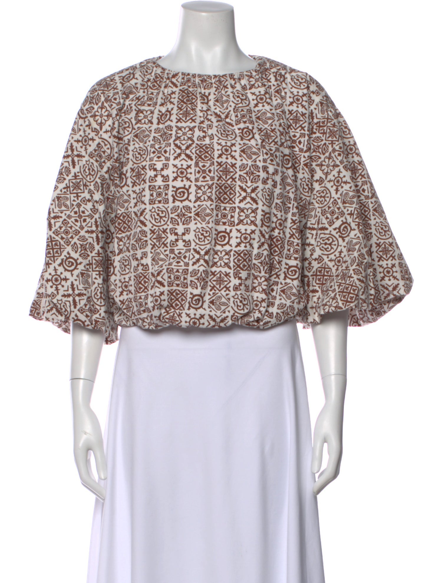 Coco Shop Patterned Crew Neck Top