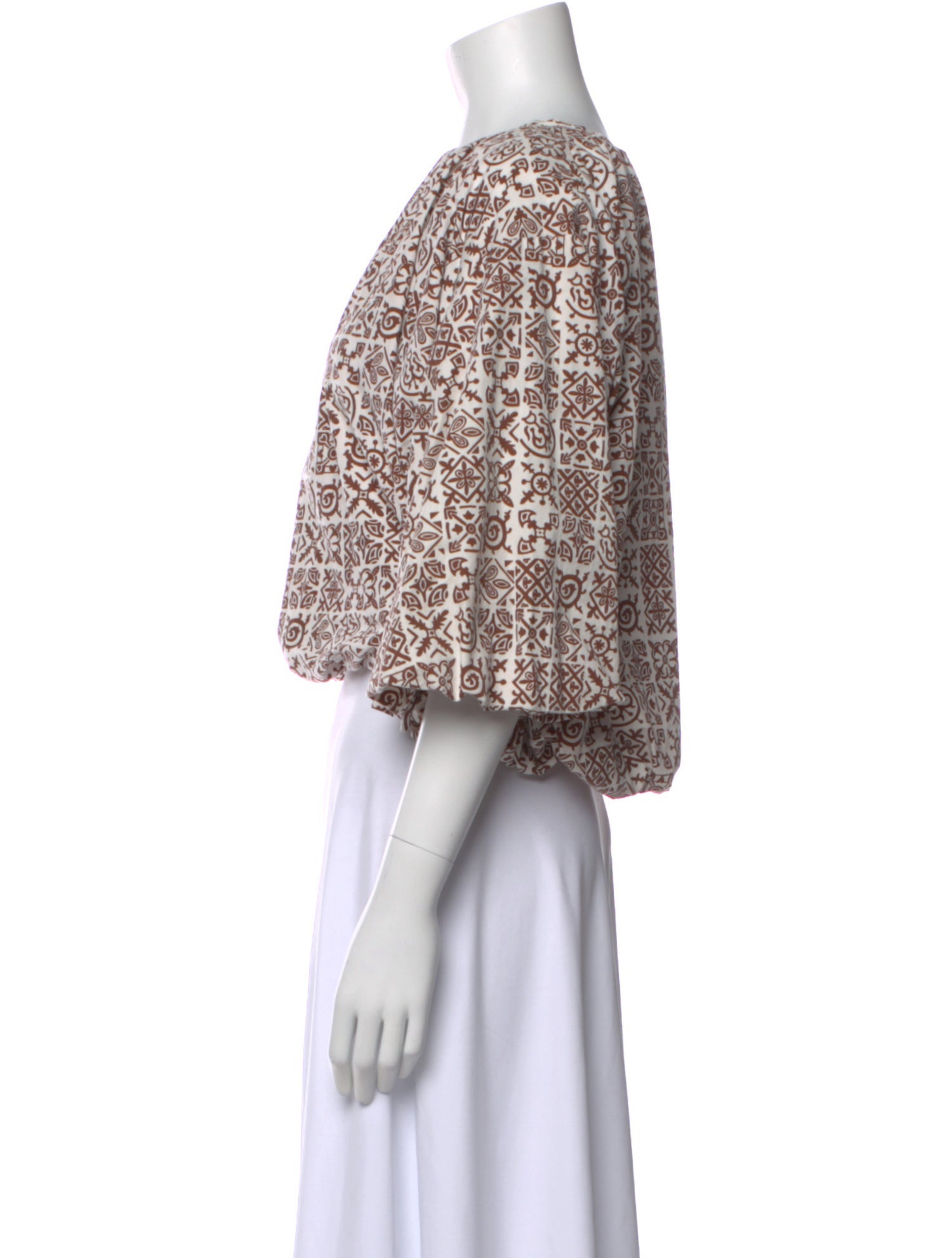 Coco Shop Patterned Crew Neck Top