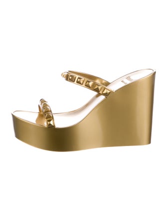 Carmen Sol Leather Studded Accents Slides