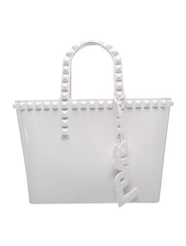 Pre-owned Carmen Sol Rubber Top Handle Bag In White