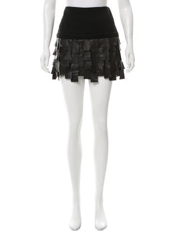 Catherine Malandrino Leather-Accented Mini Skirt