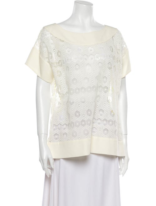 Catherine Malandrino Lace Pattern Scoop Neck Blous