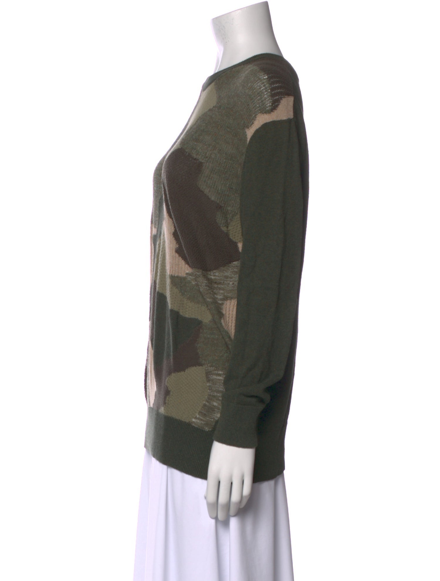 Cotton by Cashmere Camouflage Print Crew Neck Sweater