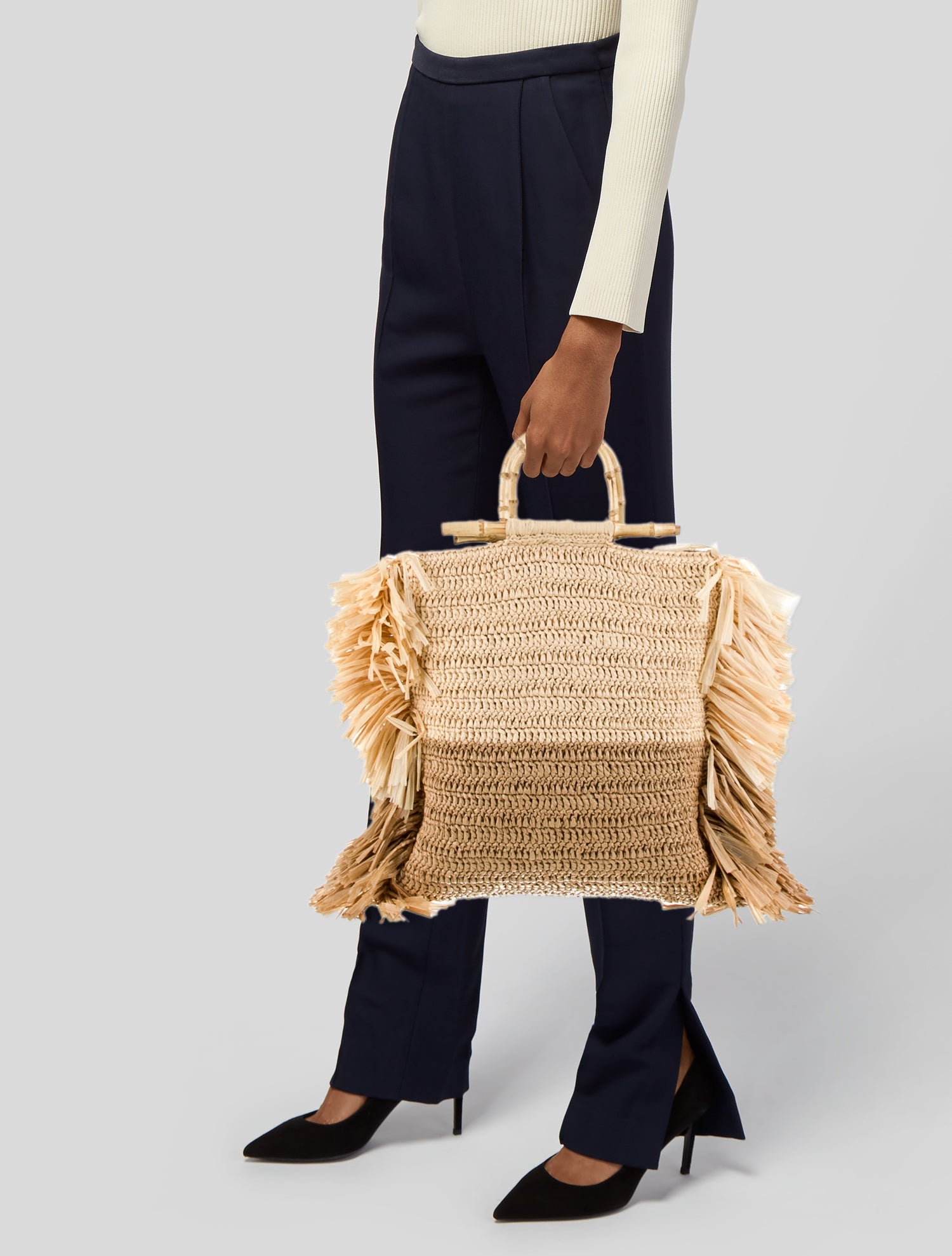 Caterina Bertini Raffia Top Handle Bag