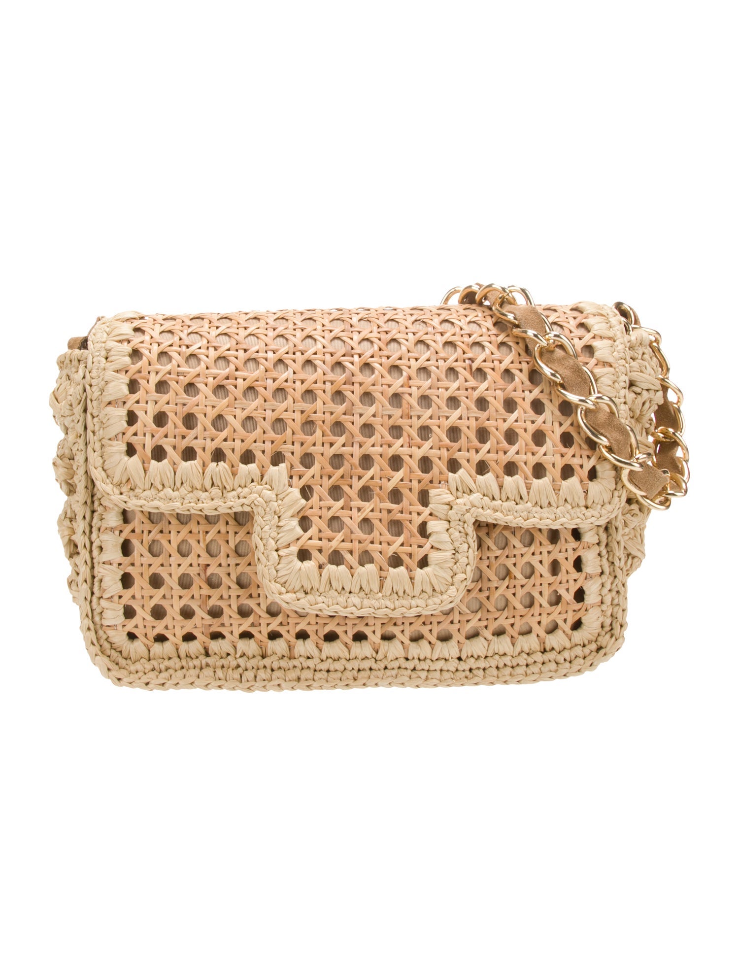 Caterina Bertini Wicker Shoulder Bag