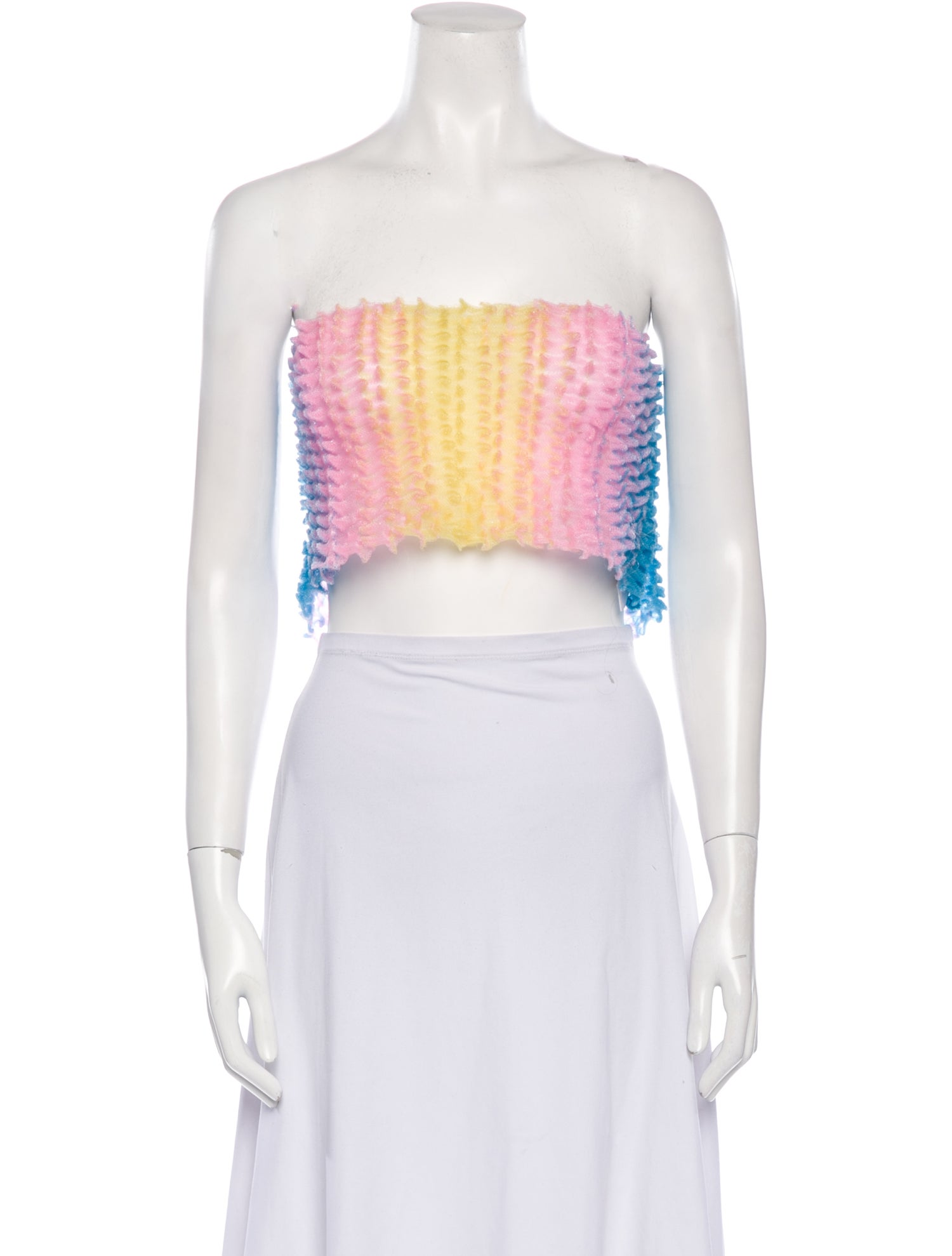 Chet Lo Striped Strapless Crop Top