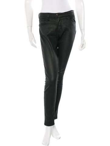 Current/Elliott Coated High Rise Skinny Jeans