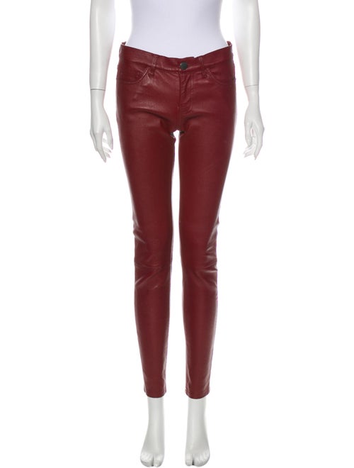 Current/Elliott Lamb Leather Skinny Leg Pants Red