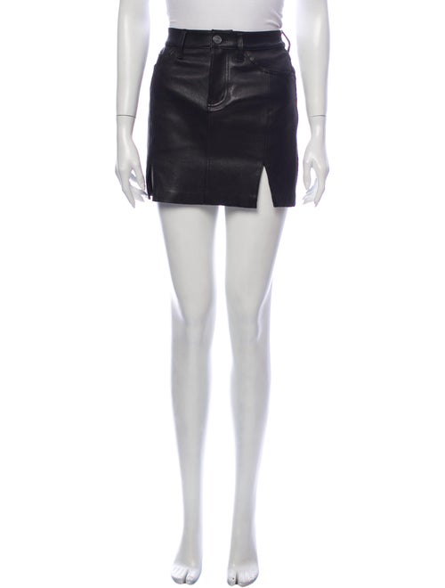 Current/Elliott Lamb Leather Mini Skirt Black