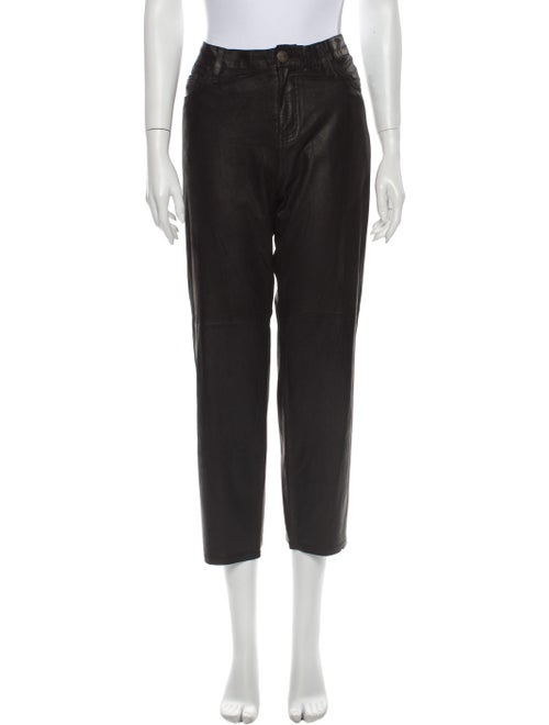 Current/Elliott Goat Leather Straight Leg Pants Bl