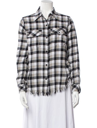 Current/Elliott Plaid Print Long Sleeve Button-Up Top