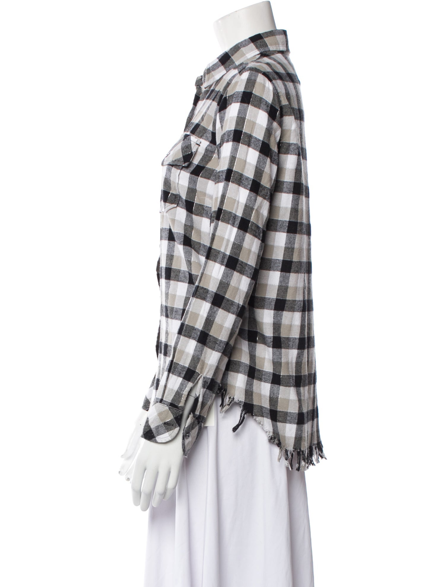 Current/Elliott Plaid Print Long Sleeve Button-Up Top