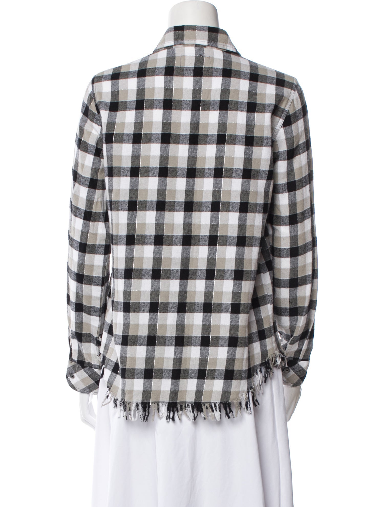 Current/Elliott Plaid Print Long Sleeve Button-Up Top