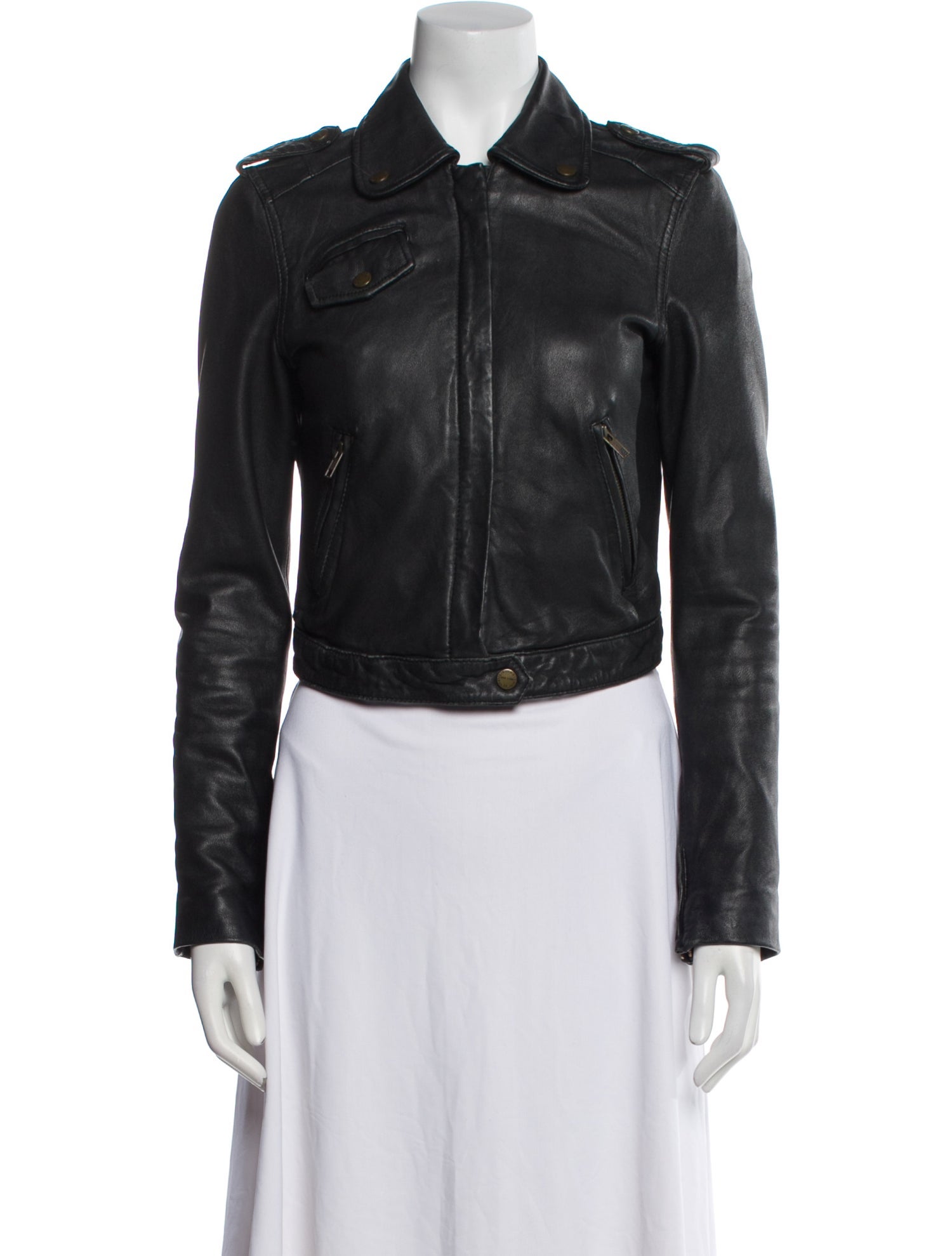 Current/Elliott Lamb Leather Biker Jacket