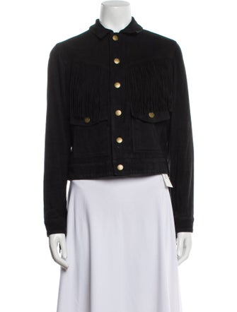 Current/Elliott Lamb Leather Denim Jacket