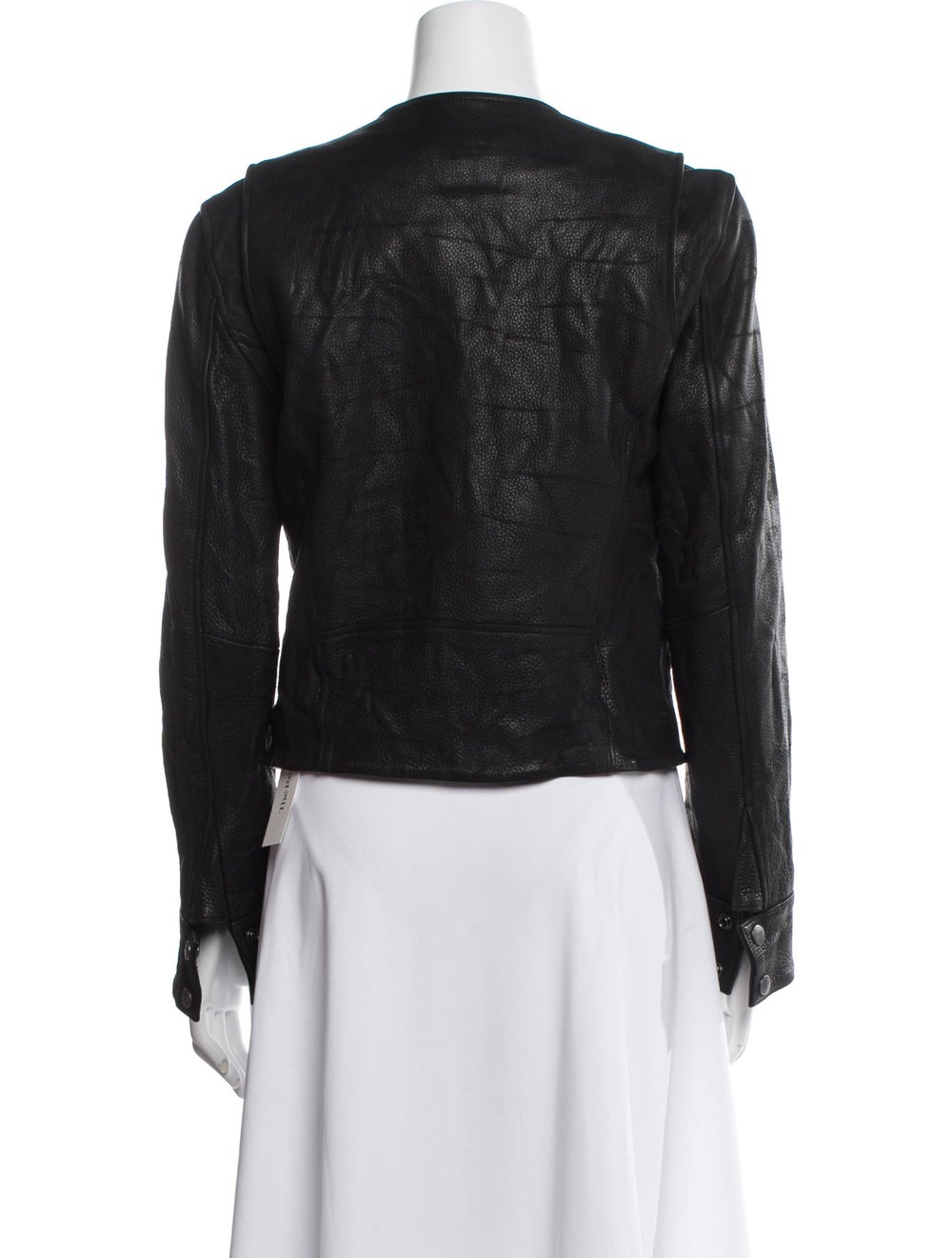 Current/Elliott Leather Evening Jacket Black Shaw… - image 3