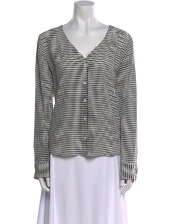 Charlotte Gainsbourg x Current/Elliott Silk Plaid Print Blouse