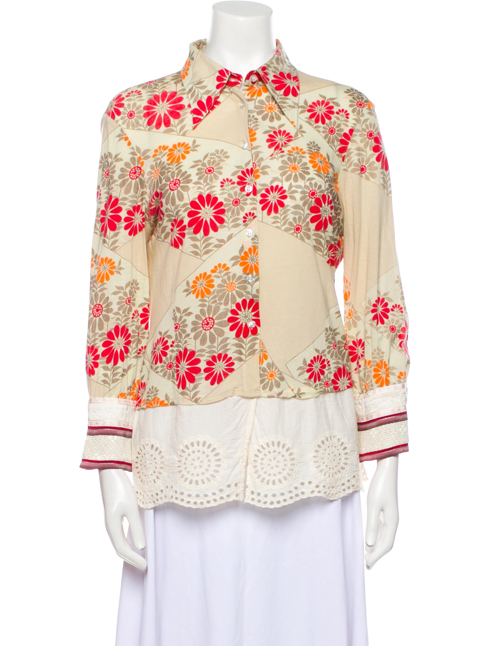 Custo Barcelona Floral Print Mock Neck Blouse