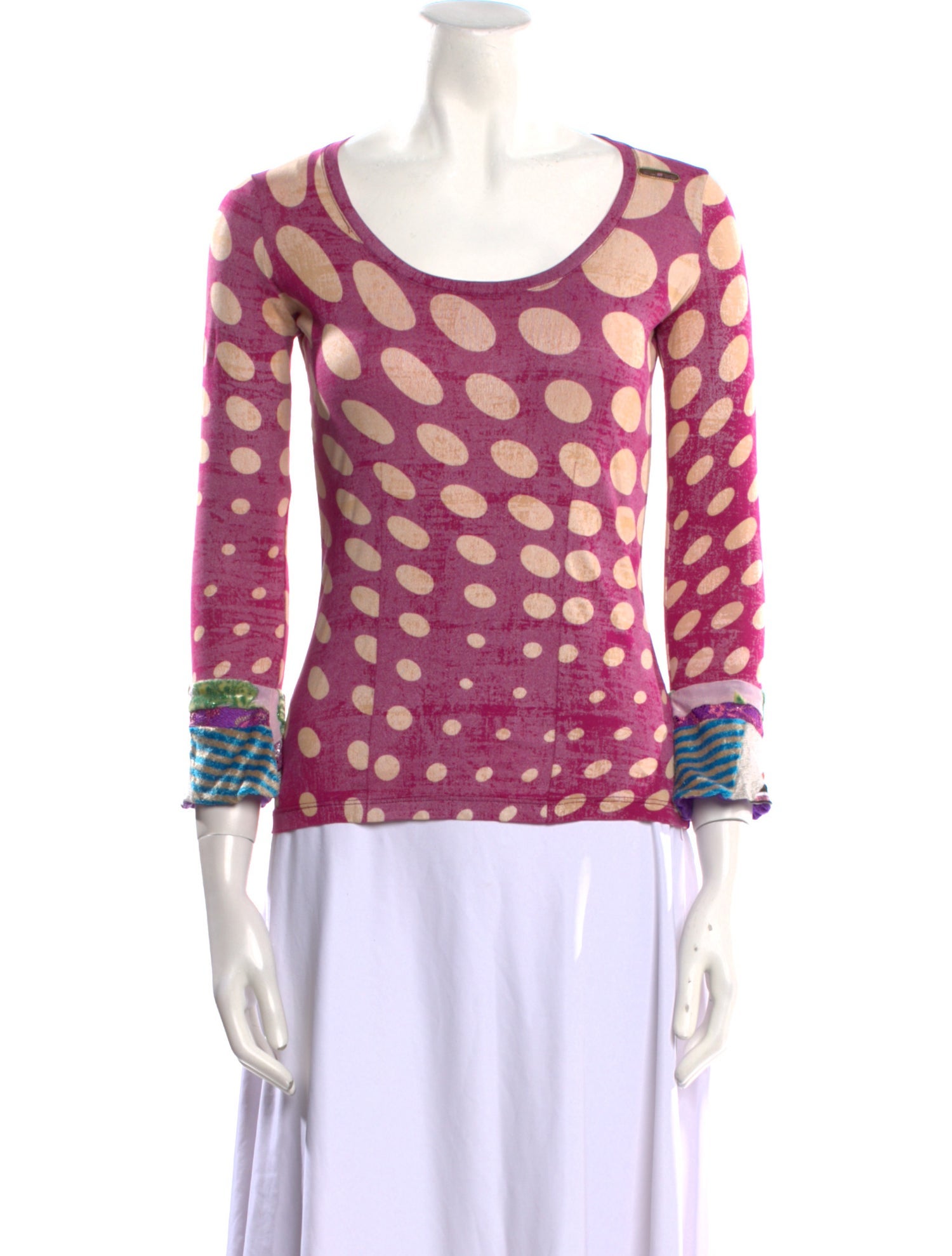 Custo Barcelona Polka Dot Print Scoop Neck Blouse