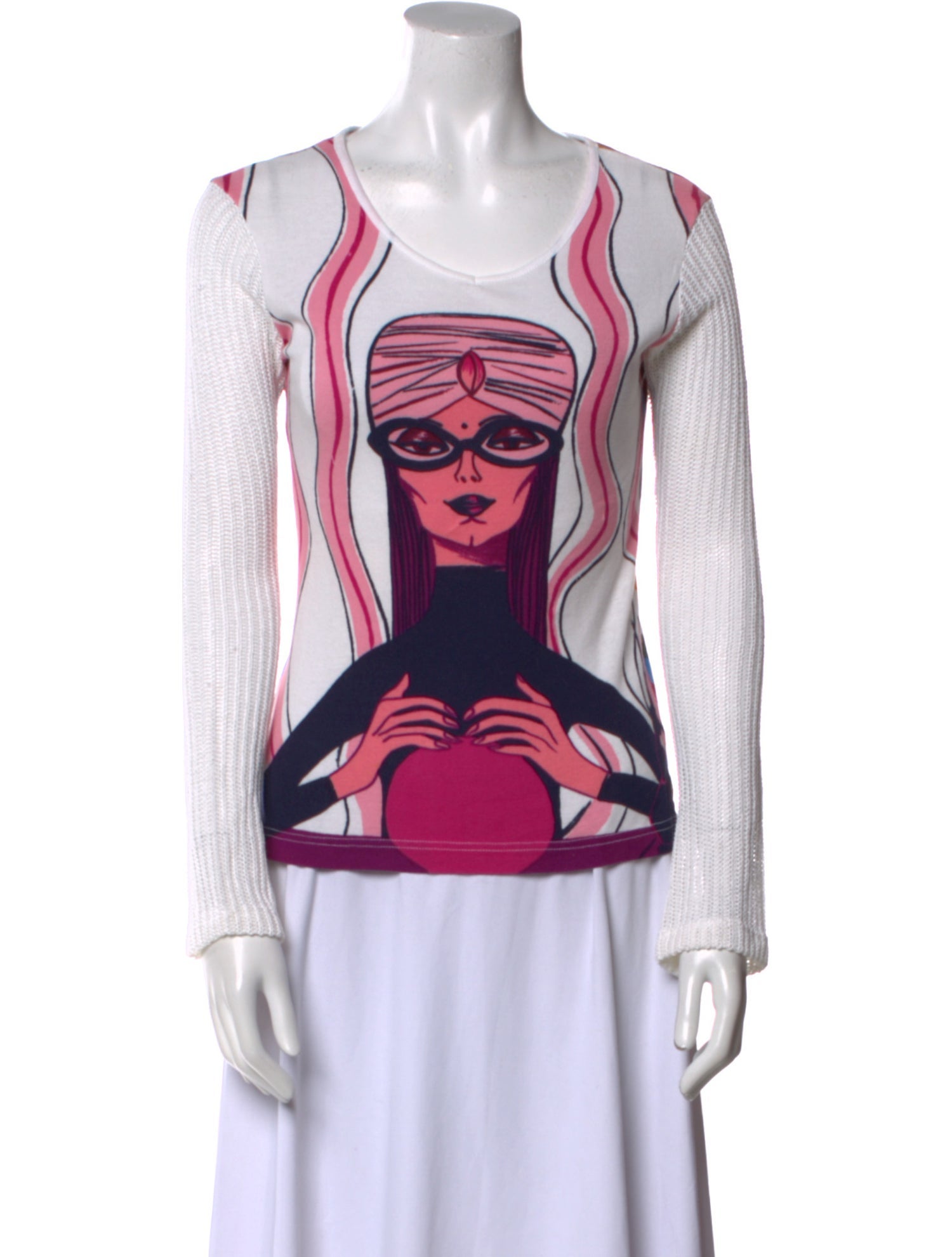 Custo Barcelona Printed Scoop Neck Top