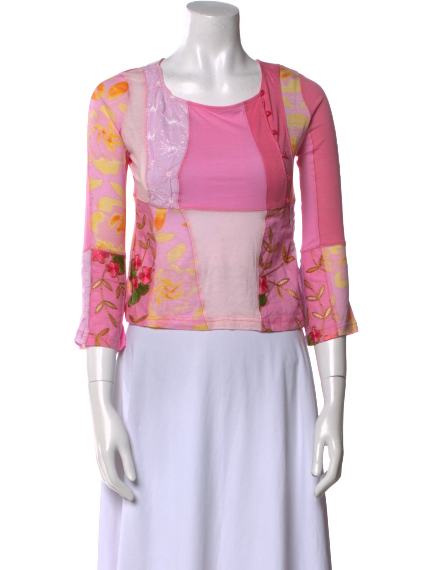 Custo Barcelona Floral Print Scoop Neck Blouse