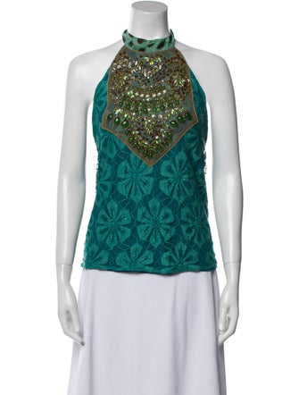 Custo Barcelona Printed Halterneck Blouse