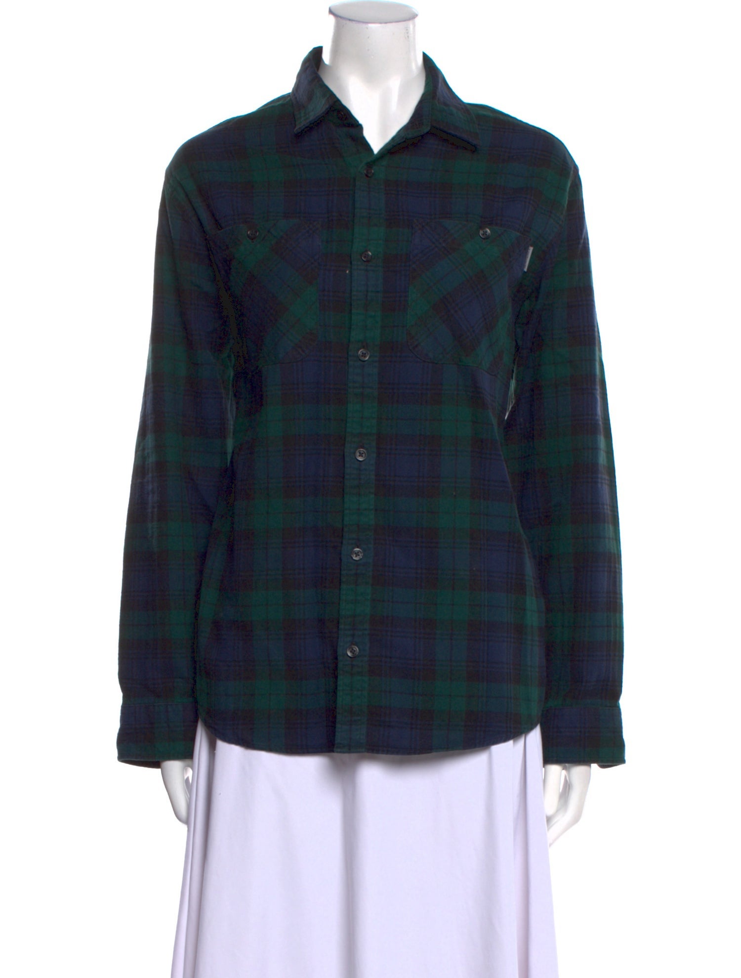 Carhartt Work in Progress Plaid Print Long Sleeve Button-Up Top