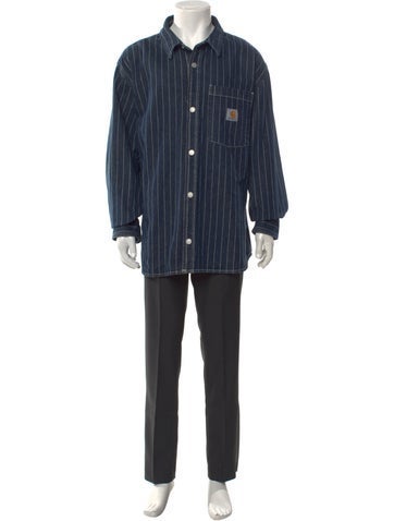 Carhartt Work in Progress Outerwear Orlean Overshirt Striped Denim Jacket XXL