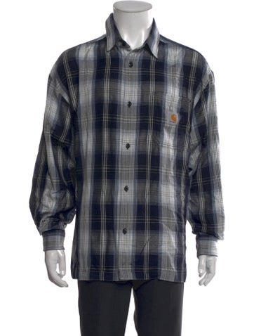 Carhartt Work in Progress Casual Shirts Plaid Print Long Sleeve Shirt L