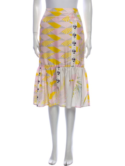 Cynthia Rowley Silk Midi Length Skirt Pink