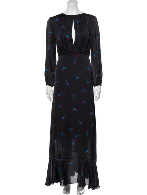 Cynthia Rowley Floral Print Long Dress Black