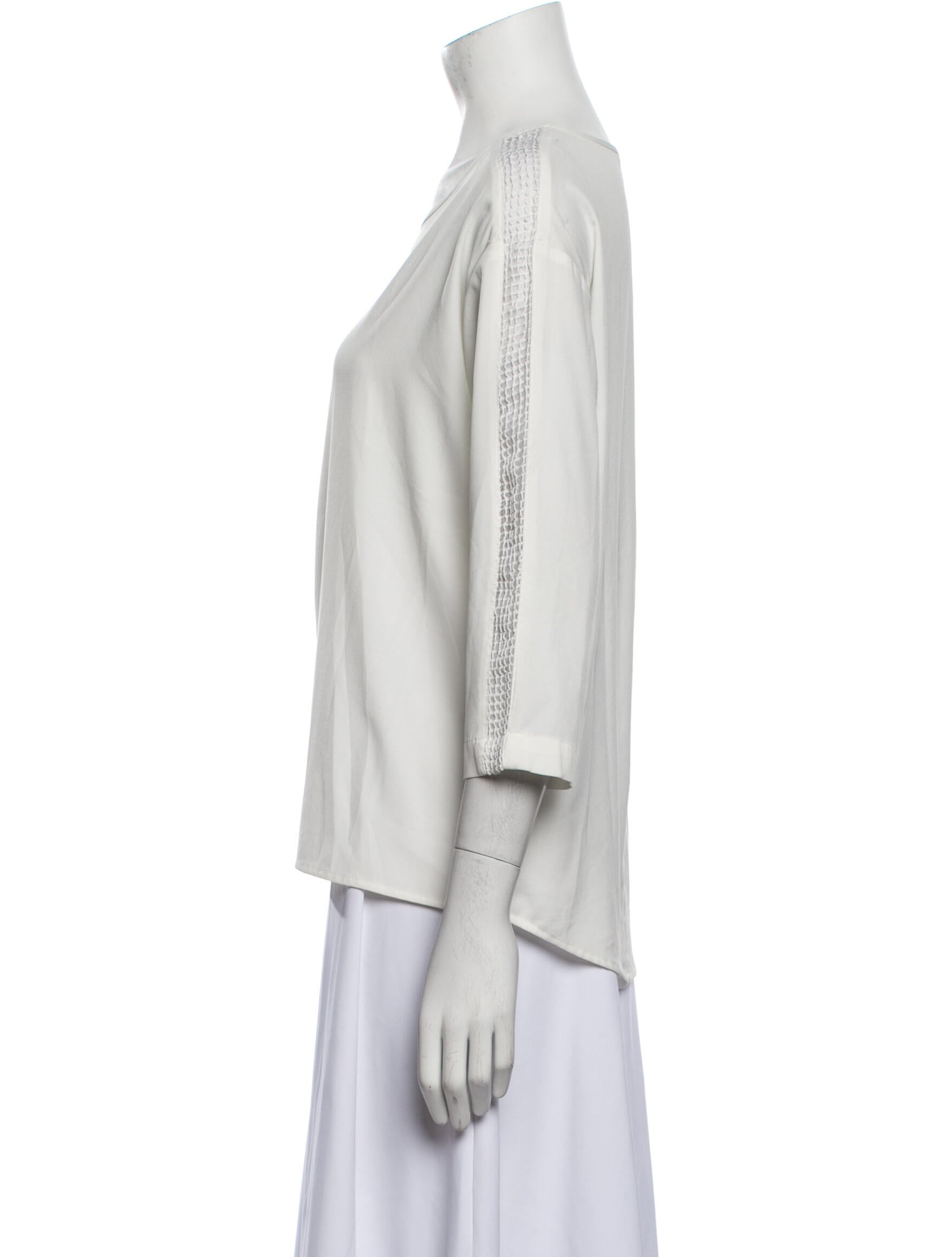 Cynthia Rowley Bateau Neckline Three-Quarter Sleeve T-Shirt