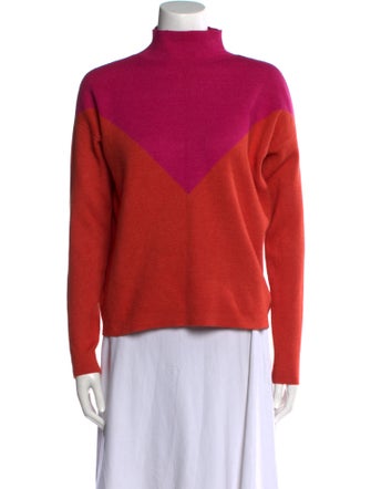 Cynthia Rowley Colorblock Pattern Turtleneck Sweater