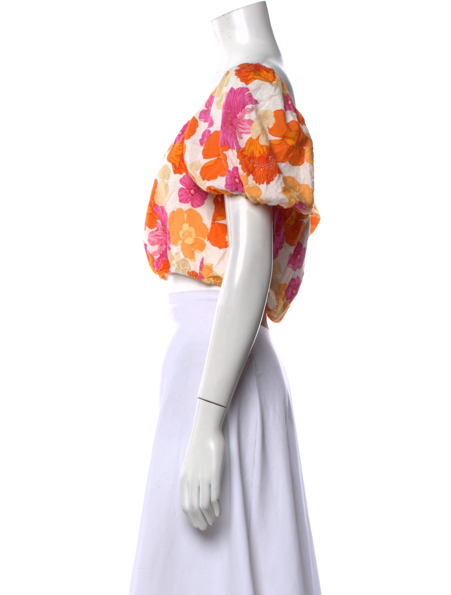 Cynthia Rowley Floral Print Square Neckline Crop Top