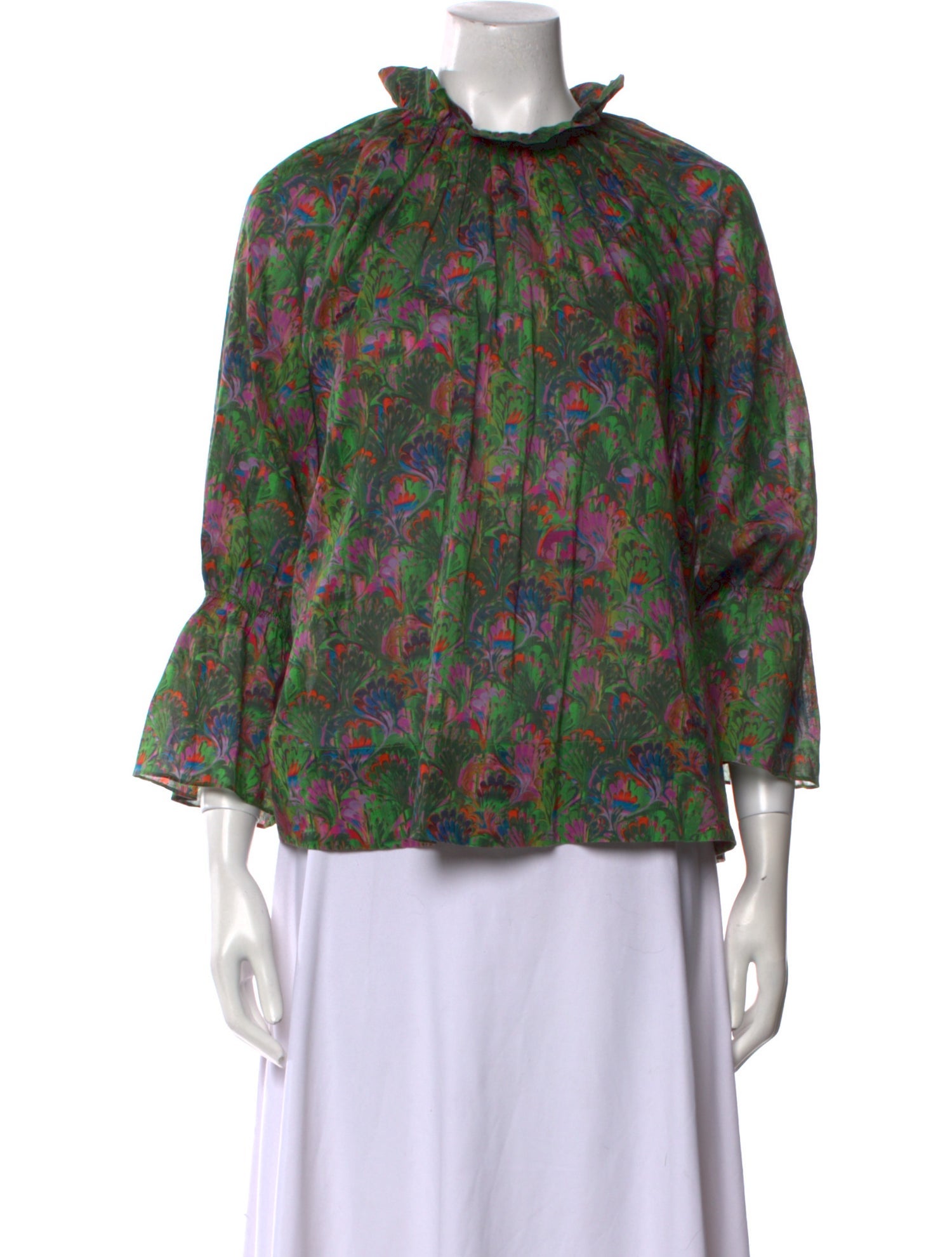 Cynthia Rowley Floral Print Mock Neck Blouse