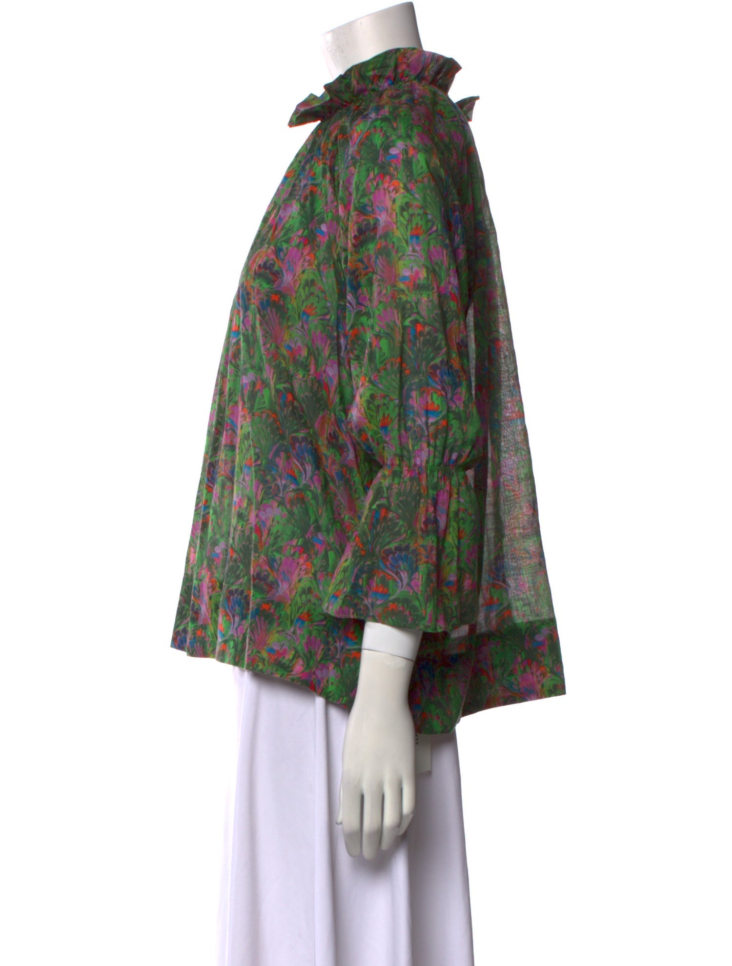 Cynthia Rowley Floral Print Mock Neck Blouse