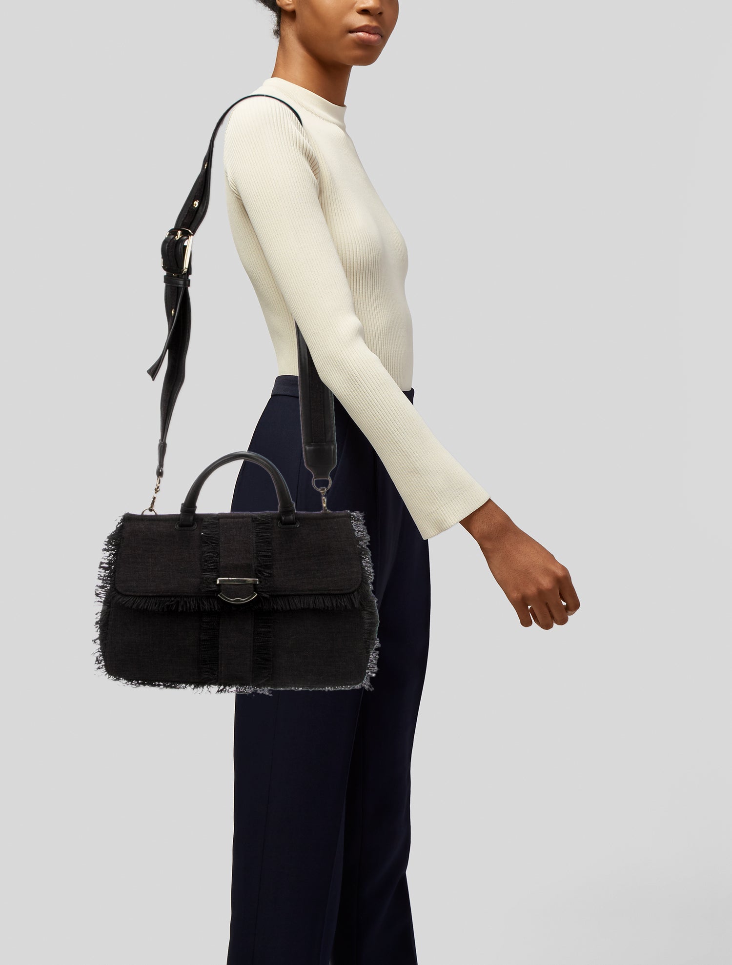 Alice + Olivia Raffia Top Handle Bag - Black Handle Bags