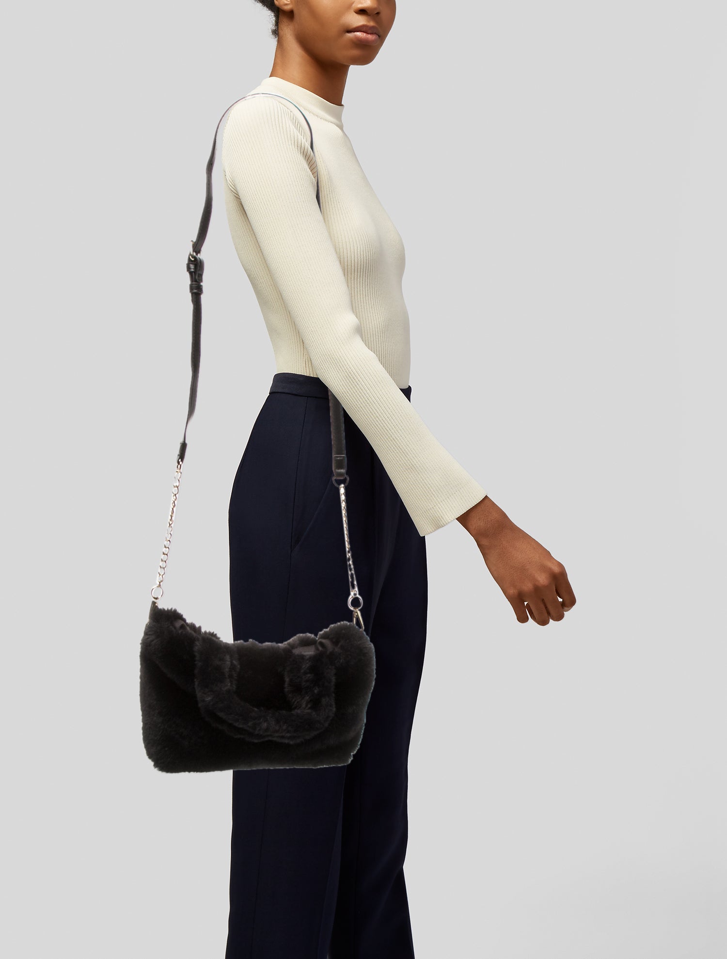 Cynthia Rowley Faux Fur Top Handle Bag