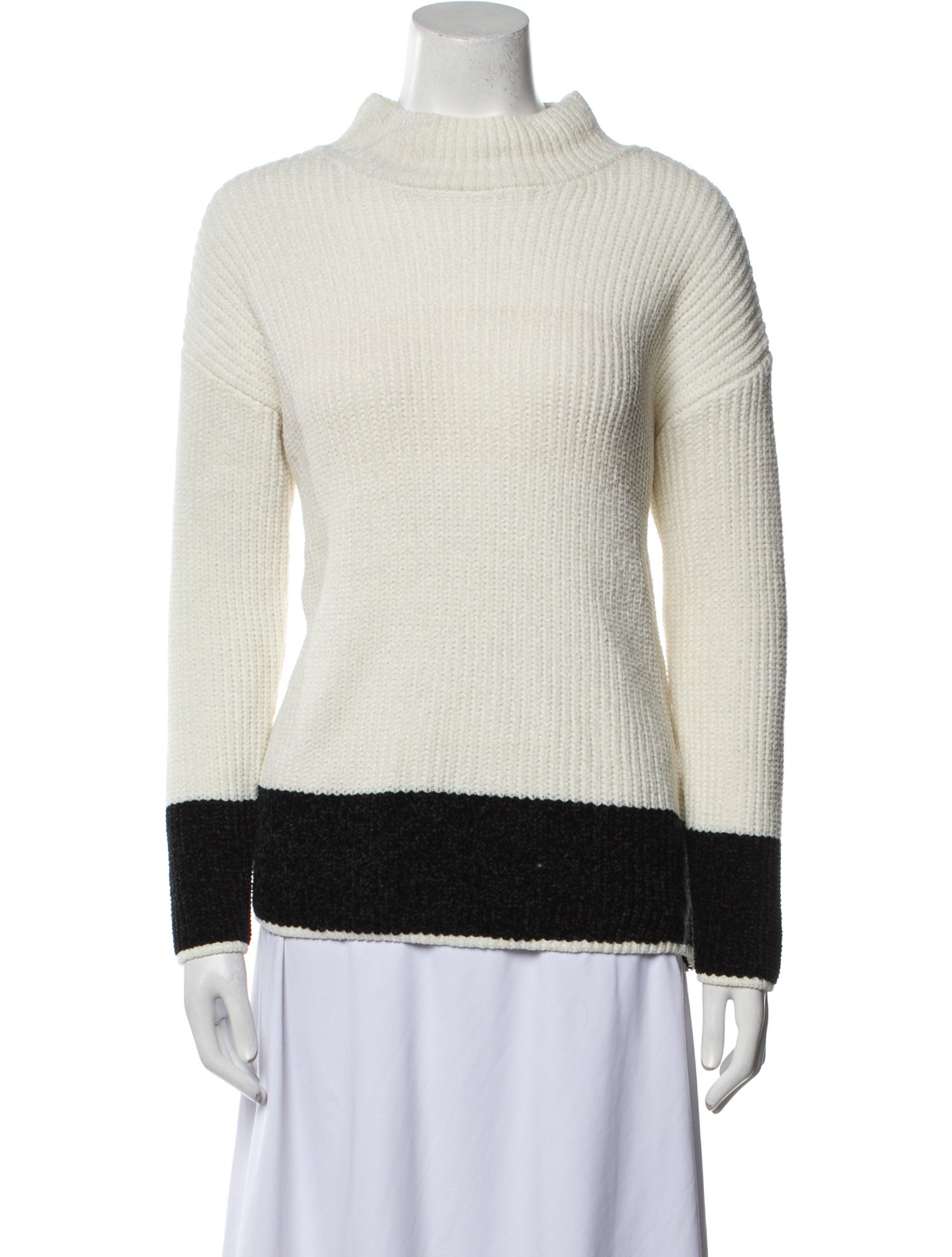 Cynthia Rowley Colorblock Pattern Mock Neck Sweater
