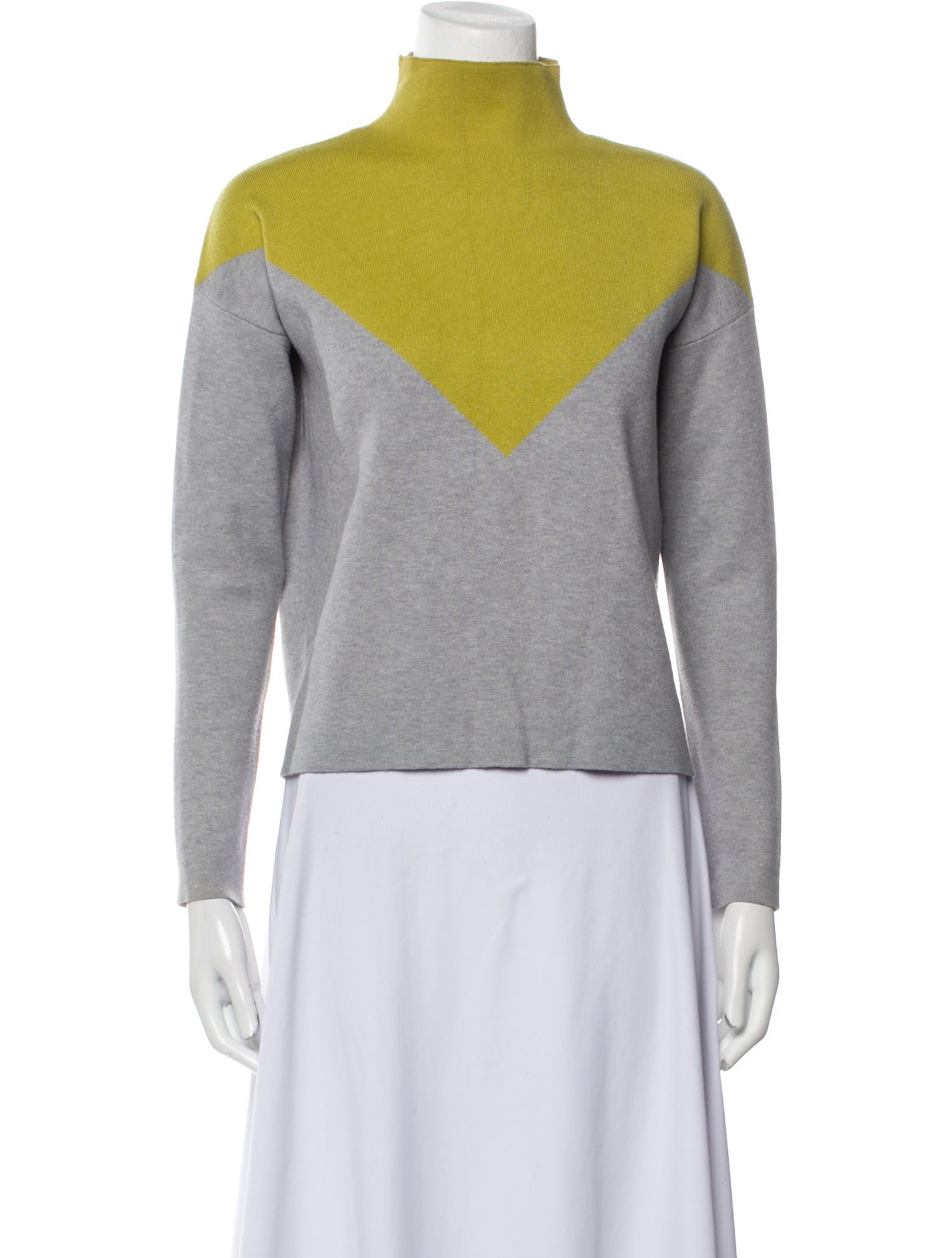 Cynthia Rowley Colorblock Pattern Turtleneck Sweater