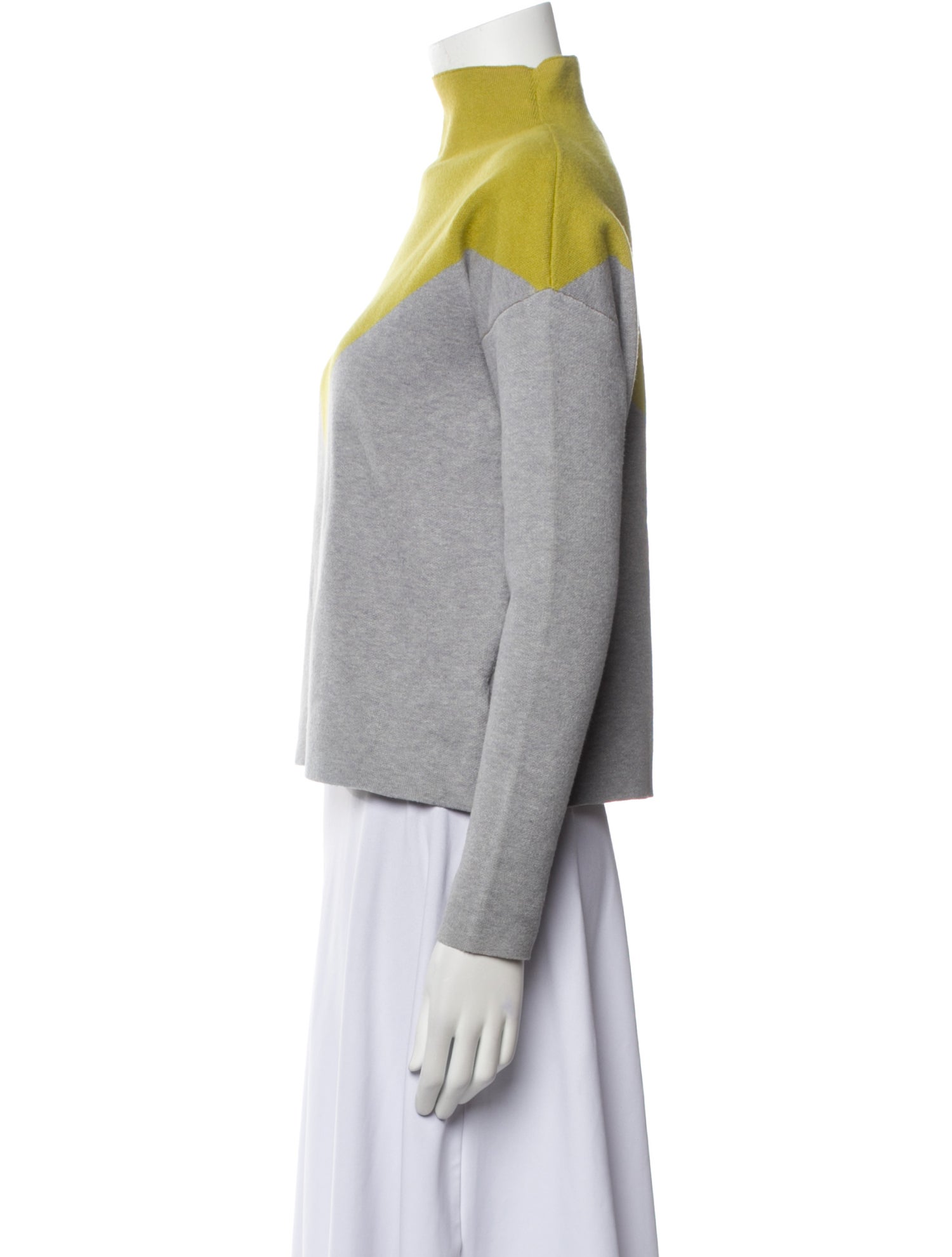 Cynthia Rowley Colorblock Pattern Turtleneck Sweater